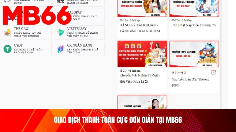 Giao dịch thanh toán cực đơn giản tại MB66