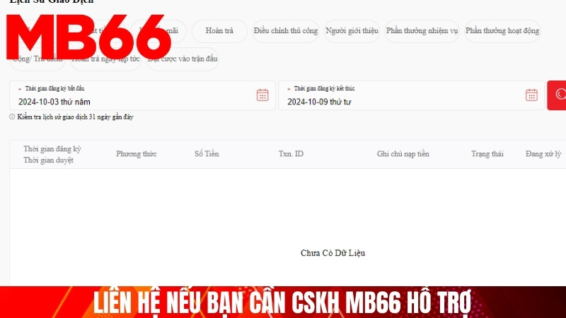 Liên hệ nếu bạn cần CSKH MB66 hỗ trợ